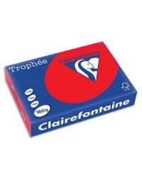 Clairefontaine Papier A4, 160g, TROPHEE, Rouge corail, Ramette de 250 feuilles, 1004C