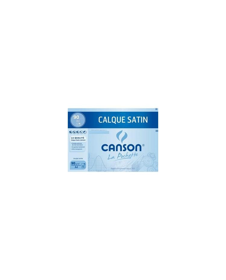 Canson, Papier calque, A4, 90G, Satin, 12 feuilles, C200017154