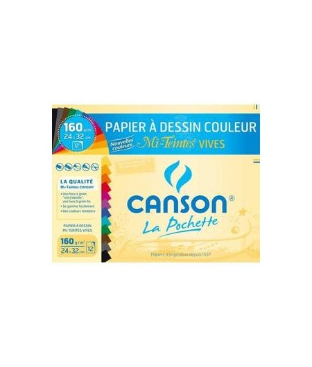 Canson, Papier dessin, Couleurs, 240 x 320 mm, 160G, Mi-teintes vives, C200002776