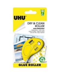 UHU, Roller de colle, Jetable, Non permanent, Dry & Clean, 6.5 mm x  8.5 m, 50520