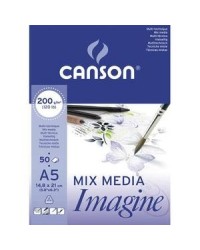 Canson, Bloc, Papier dessin, Imagine, Blanc, 200G, A5, 200006009