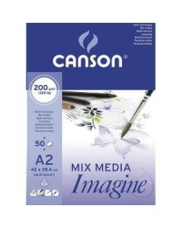 Canson, Bloc, Papier dessin, A2, 200G, Blanc, 50 feuilles, 200006003