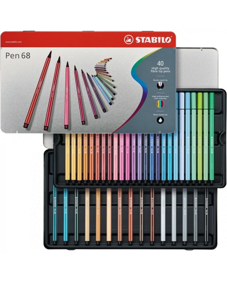 STABILO Pochette de 15 feutres de coloriage Pen 68 coloris pastel