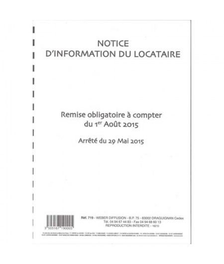 Weber Diffusion, Notice d'information, Locataire, 719