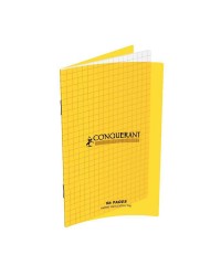 Conquerant, Carnet, 110 x 170 mm, Quadrillé, 5x5, 96 pages, Petits carreaux, Couverture polypro, Jaune, 400013592