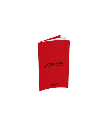 Conquerant, Carnet, 90 x 140 mm, Quadrillé, 5x5, 96 pages, Petits carreaux, Couverture polypro, Rouge, 400013591