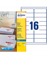 Avery, Etiquettes d'adresses, 99.1 x 33.9 mm, Jet d'encre, Boîte de 400, J8162-25