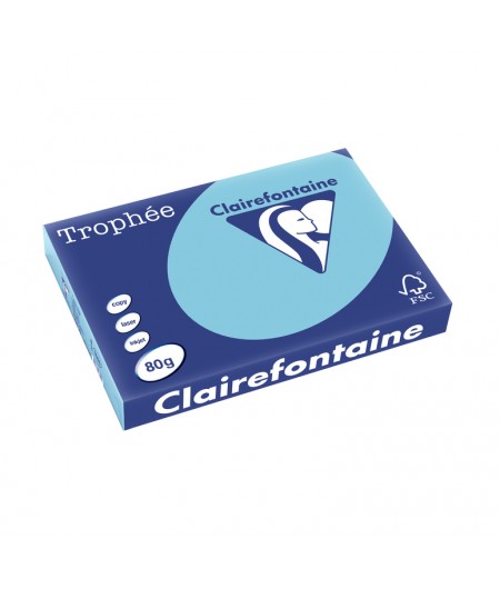 Clairefontaine Papier A3, 80g, TROPHEE, Bleu alizé, Ramette de 500 feuilles, 1889C