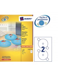 Avery Etiquettes pour CD DVD, Opaques, D117 mm, Blanc, L7676-100