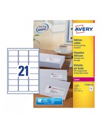 Avery Etiquettes adresses, 63.5 x 38.1 mm, Laser, Paquet de 5250, L7160-250