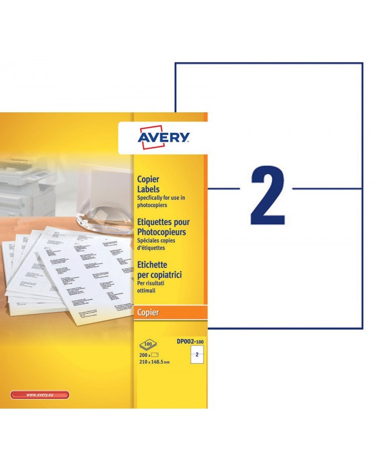 Avery Etiquettes A5, 210 x 148 mm, Photocopieurs, Paquet de 200, DP002-100