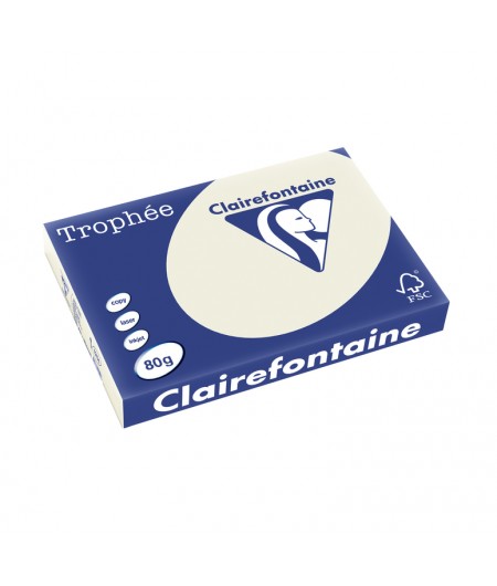 Clairefontaine Papier A3, 80g, TROPHEE, Gris perle, Ramette de 500 feuilles, 1251C