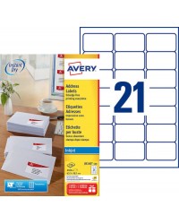 Avery Etiquettes d'adresses, 63.5 x 38.1 mm, Paquet de 2100, J8160-100