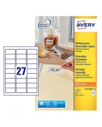 Avery Etiquettes enlevables, 63.5 x 29.6 mm, Paquet de 810, L4737REV-25