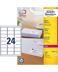 Avery Etiquettes d'adresses, 63.5 x 33.9 mm, Laser, Paquet de 2400, L7159-100