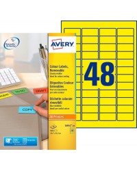 Avery, Etiquettes Mini, 45.7 x 21.2 mm, Jaune, Fluo, L6041-20