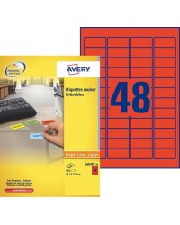 Avery, Etiquettes Mini, 45.7 x 21.2 mm, Rouge, Paquet de 960, L6038-20