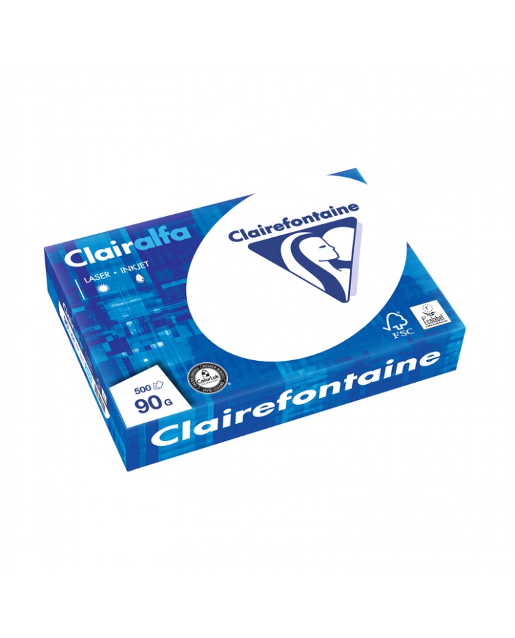 Clairefontaine Papier A4, Blanc, 90g, CLAIRALFA, CIE 171, Ramette de 500 feuilles, 2896C