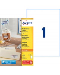 Avery Etiquettes blanches A4, 210 x 297 mm, Paquet de 100, 3478-100