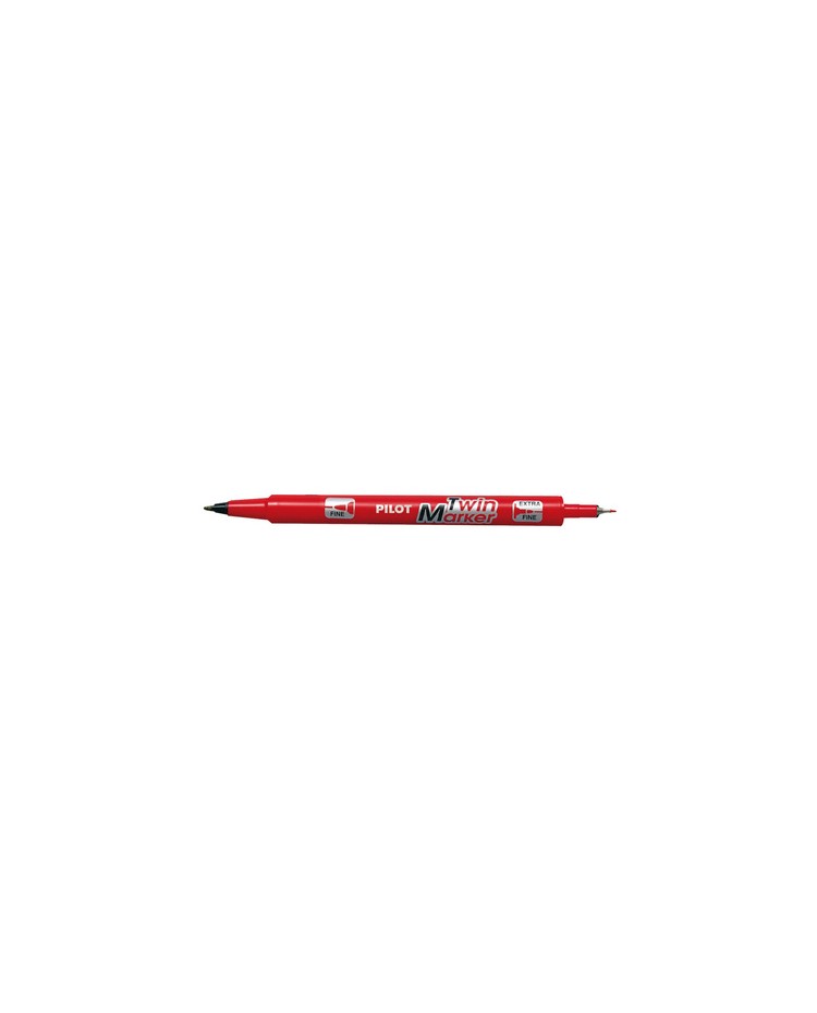 Pilot, Marqueur permanent, Twin Marker, Extra fin, Rouge, 342097