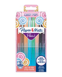 PaperMate, Feutre fin, FLAIR, Candy Pop, Pochette de 16, 2061395