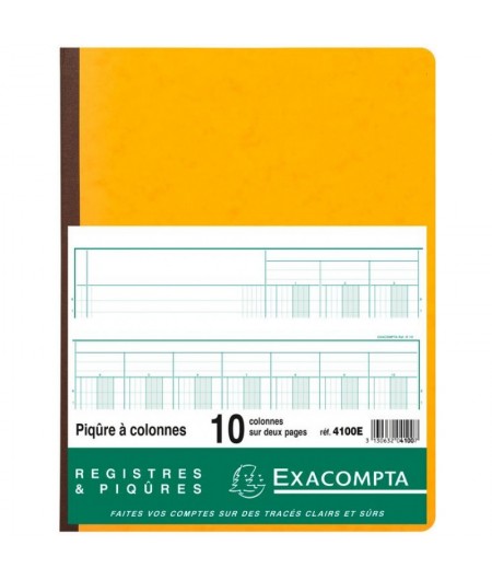 Exacompta, Registre, Piqure, 10 colonnes, 31 lignes, 320 x 250 mm, 80 pages, 4100E