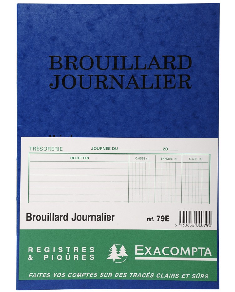 Exacompta, Registre, Piqure, Brouillard journalier, 40 pages, 270 x 195 cm, 79E