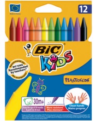Bic, Crayons de cire, Craie, PLASTIDECOR, étui en carton de 12, 945764