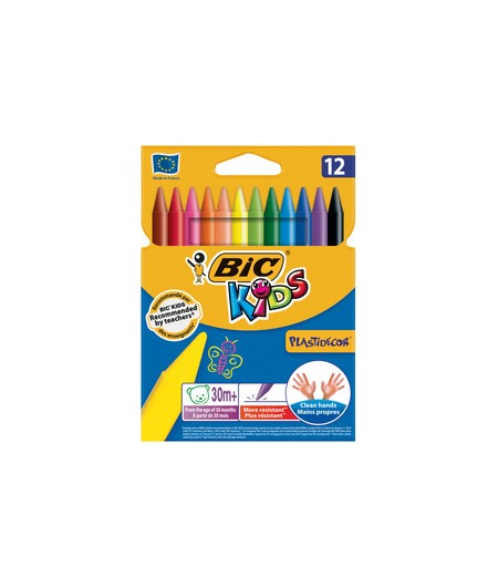 Bic, Crayons de cire, Craie, PLASTIDECOR, étui en carton de 12, 945764