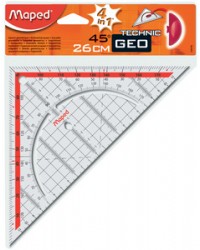 Maped, Equerre de géométrie, Geo Technic, 26 cm, En plastique avec poignée, 028700