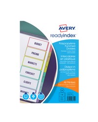 AVERY Intercalaires Readyindex, Plastique polypro, 6 touches, A4, 5258501