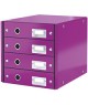 LEITZ Bloc de classement, Click & Store, WOW, 4 tiroirs, violet, 6049-00-62