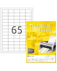 TOP STICK Etiquette universelle, 38,1 x 21,2 mm, blanc, 65 par feuille, 8697