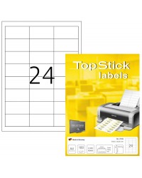 TOP STICK Etiquette universelle, 64,6 x 33,8 mm, blanc, 24 par feuille, 8736