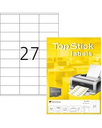 TOP STICK Etiquette universelle, 70 x 32 mm, blanc, 27 par feuille, 8704
