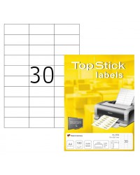 TOP STICK Etiquette universelle, 70,0 x 29,7 mm, blanc, 30 par feuille, 8703