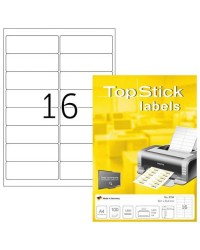 TOP STICK Etiquette universelle, 99,1 x 33,9 mm, blanc, 16 par feuille, 8756