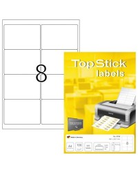 TOP STICK Etiquette universelle, 99,1 x 67,7 mm, blanc, 8 par feuille, 8758