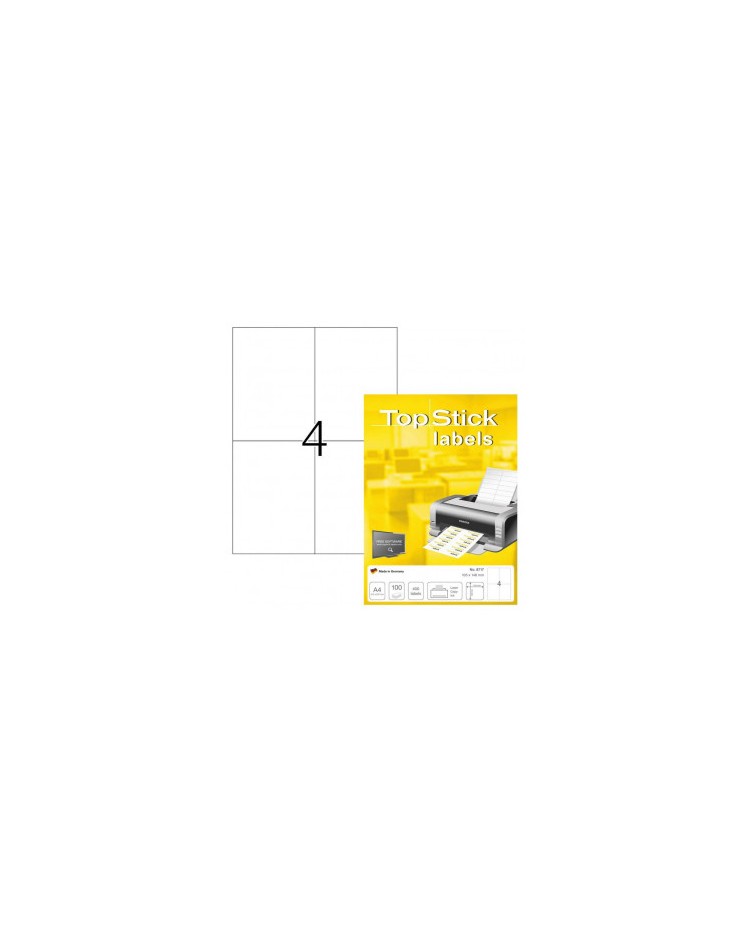 TOP STICK Etiquette universelle, 105 x 148 mm, blanc, 4 par feuille, A6, 8717