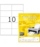 TOP STICK Etiquette universelle, 105 x 57 mm, blanc, 10 par feuille, 8734