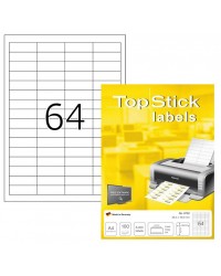 TOP STICK Etiquette universelle, 48,3 x 16,9 mm, blanc, 64 par feuille, 8730