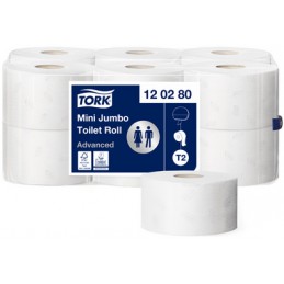 TORK Papier toilette, Mini rouleau Jumbo, 2 plis, blanc, 170m, 120280