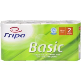 Fripa Papier toilette Basic, 2 couches, blanc, Paquet de 8 rouleaux, 1510806