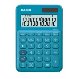 Casio, Calculatrice de bureau, MS-20UC-BU, Bleu, Solaire et Pile