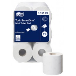 Tork, Papier toilette, SmartOne Mini, Blanc, 2 Plis, 112m, Paquet de 12 rouleaux, 472193