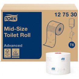 Tork, Papier toilette, Midi, 2 plis, 100 m, Blanc, Paquet de 27 rouleaux, 127530