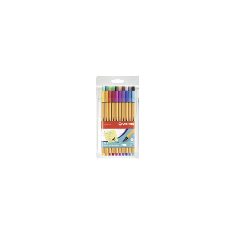 STABILO Etui ColorParade de 20 Stylos-Feutre POINT 88 Pointe Fine 0,4 mm  assorties - Stylo & feutre - LDLC