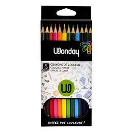 Wonday, Crayons de couleur, Hexagonal, étui carton de 12, FCG000092