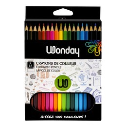 Wonday, Crayons de couleur, Hexagonal, étui carton de 18, FCG000192