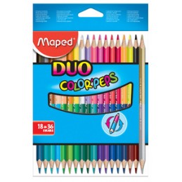 Maped, Crayons de couleur, Color'Peps Duo, Double pointe, étui de 18, 829601FC